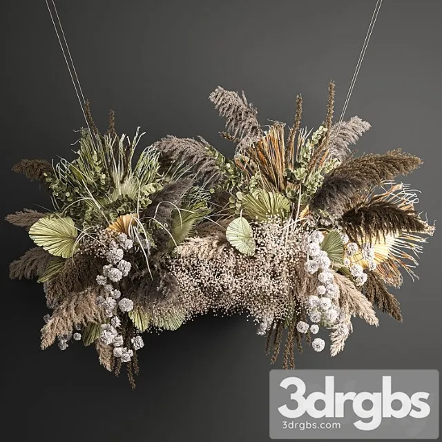 Hanging Bouquet And Installation Under Ceiling Decor Above Table From Dried Flower Palm Leaf And Pampas Grass 232 3dsmax Download