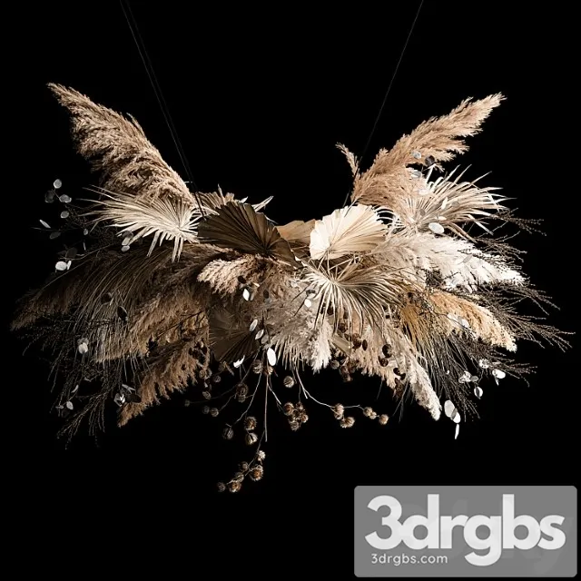 Hanging Bouquet Of Dried Flowers Palm Branch Pampas Grass Dry Reed Lunar Thorn 270 3dsmax Download