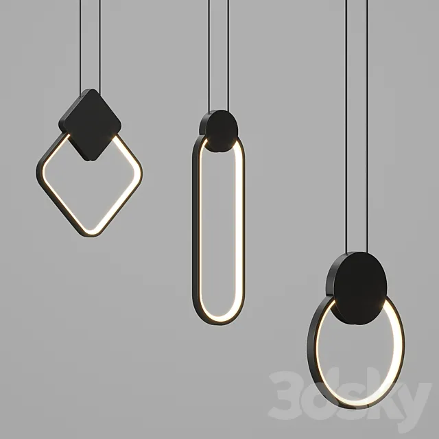 Hanging chandelier series Curly Lamp 3DS Max Model