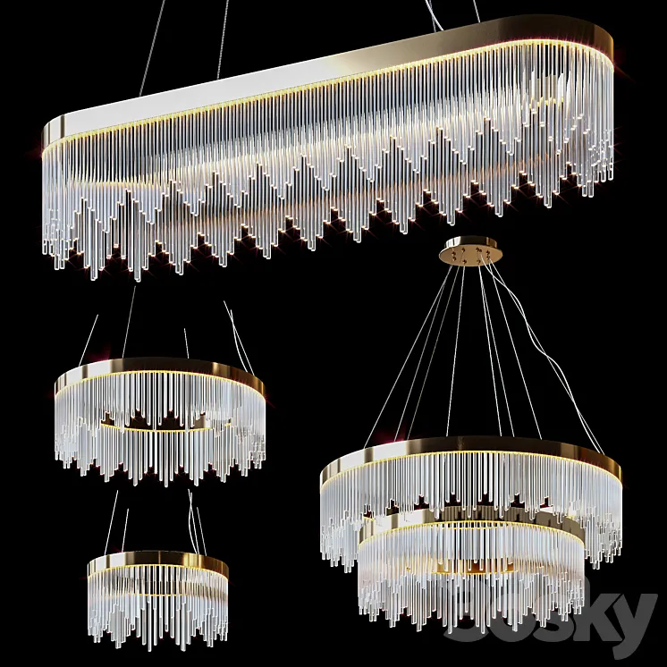 Hanging chandeliers FAIRYTALE by Romatti 3DS Max