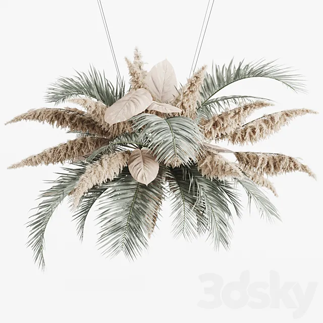Hanging decor of palm leaves and pampas grass 3DSMax File