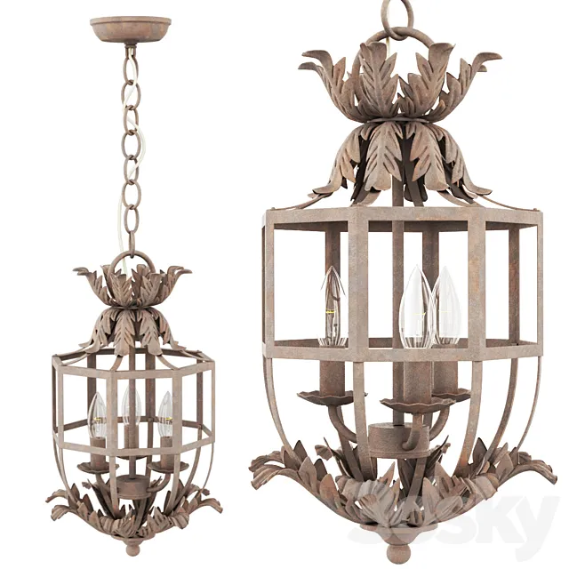 Hanging French retro chandelier 3ds Max