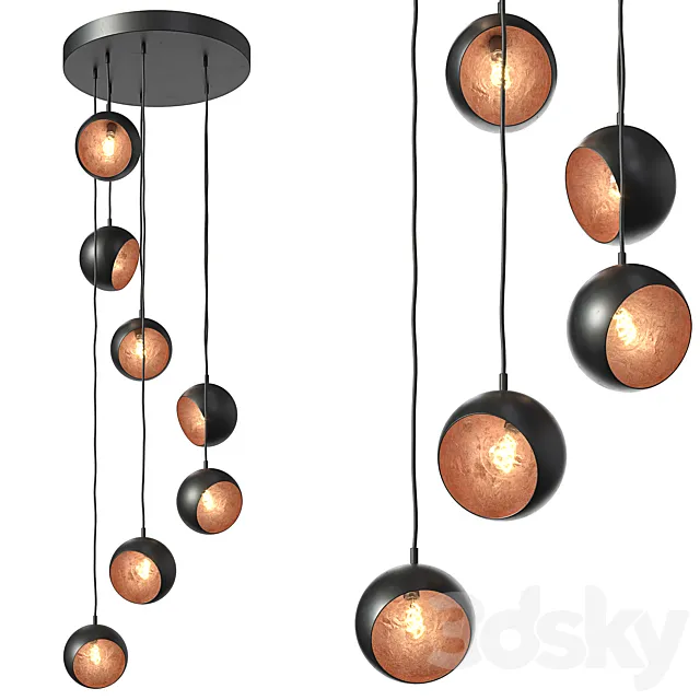 Hanging lamp Crooked Cluster 3ds Max