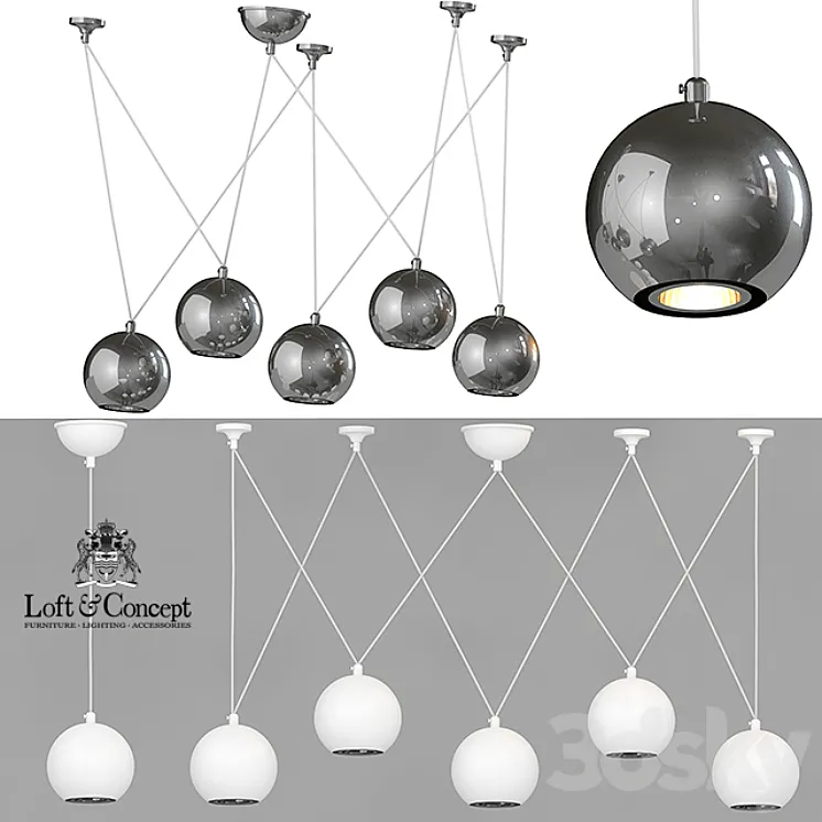 HANGING LAMP MULTISPHERE PENDANT SILVER 5 3DS Max