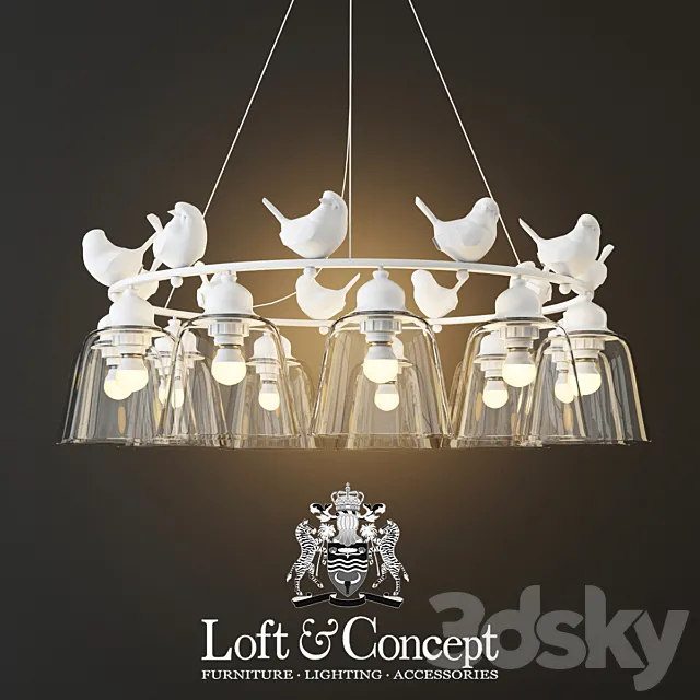 Hanging lamp provence bird chandelier 11 3DS Max Model