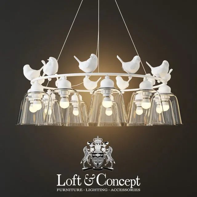 Hanging lamp provence bird chandelier 11 3dsMax Model