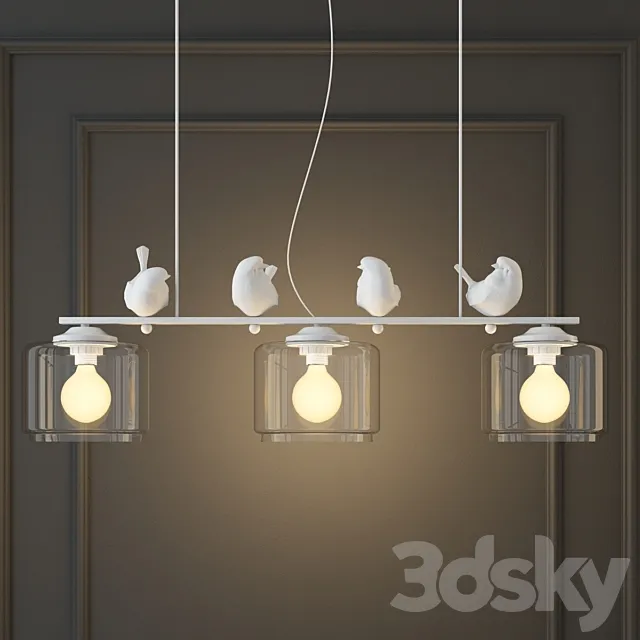 Hanging lamp provence bird pendant line 3 3DSMax File
