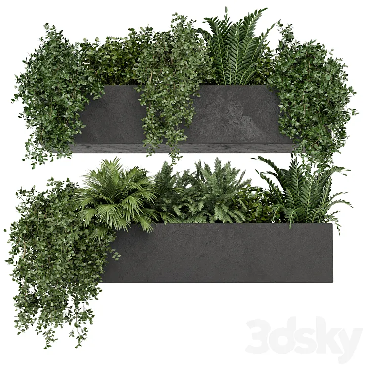 Hanging Plants in rusty Concrete Pot – Set 589 3DS Max