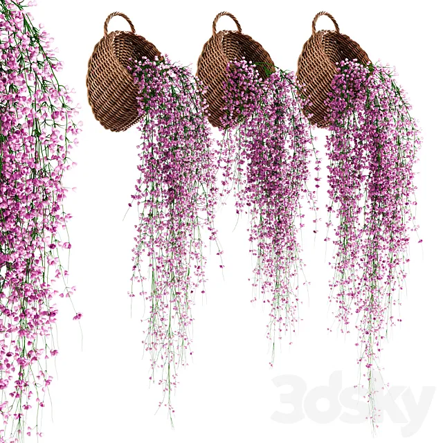 Hanging plants in wicker pots v2 3ds Max