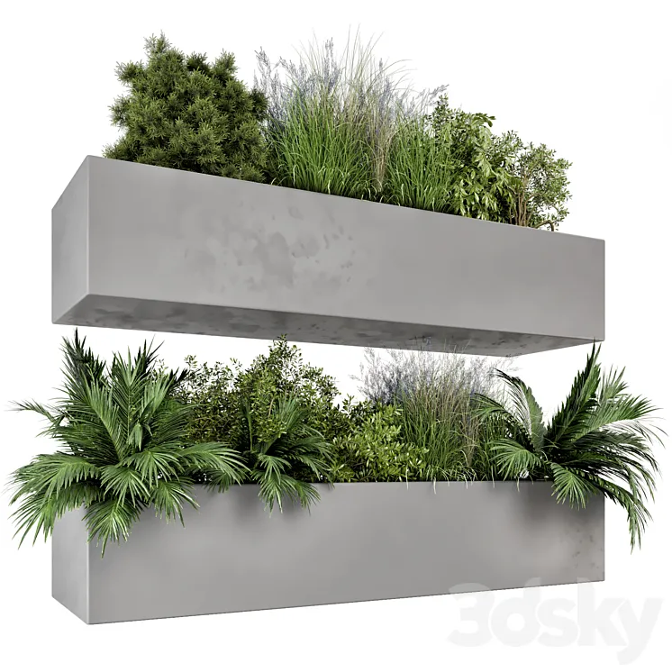 Hanging Plants Set in Gray Pot – Set 717 3DS Max