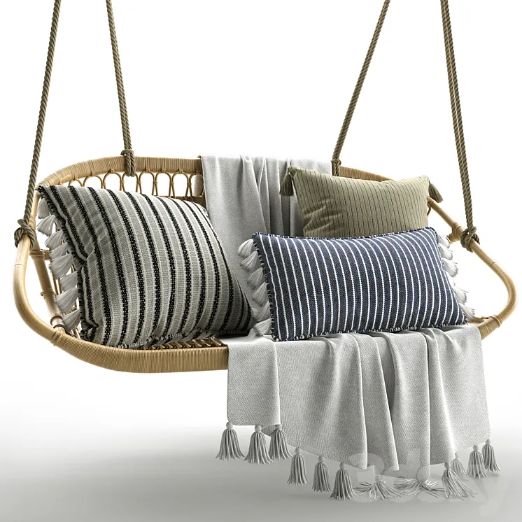 Hanging Rattan Bench Serena & Lily 3DS Max
