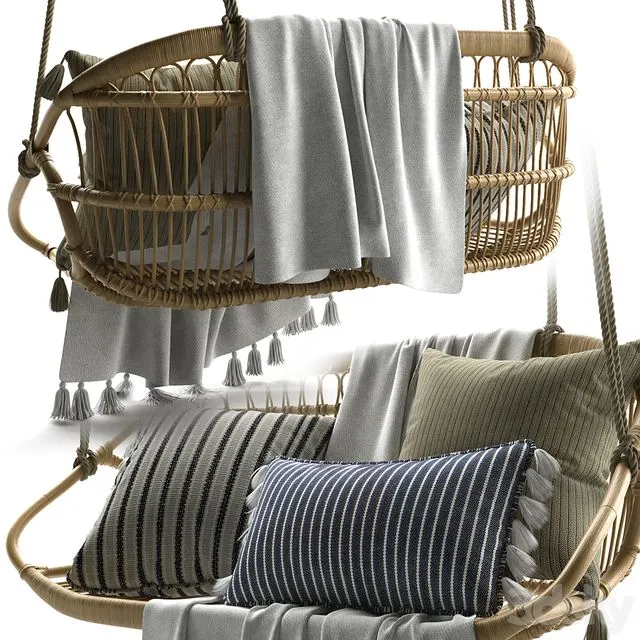 Hanging Rattan Bench Serena & Lily 3dsMax Model