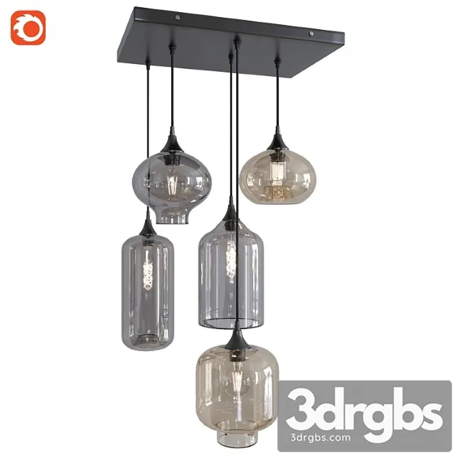 Hanglamp vilmar 5 lights rechthoek zwart