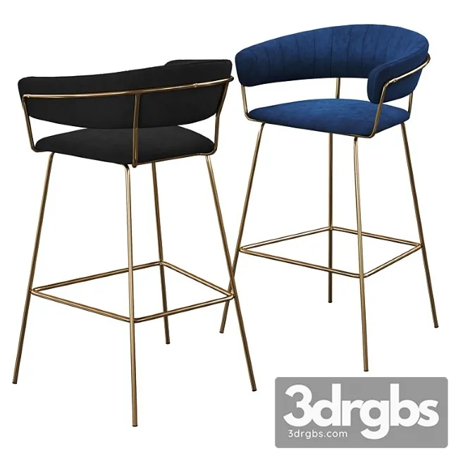 Hanna velvet bar stool 2 3dsmax Download