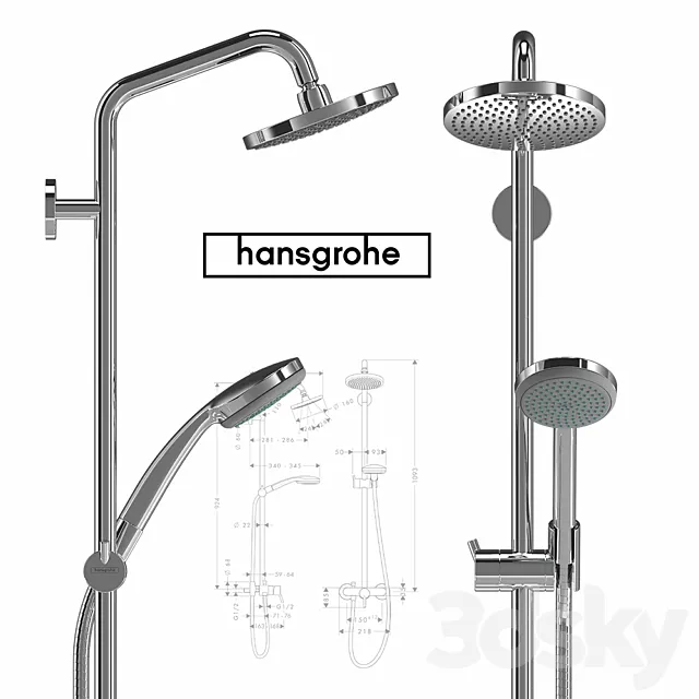 Hansgrohe Croma 100 1jet Showerpipe 3DSMax File