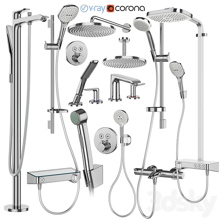 Hansgrohe set 173 mixers and shower systems 3DS Max