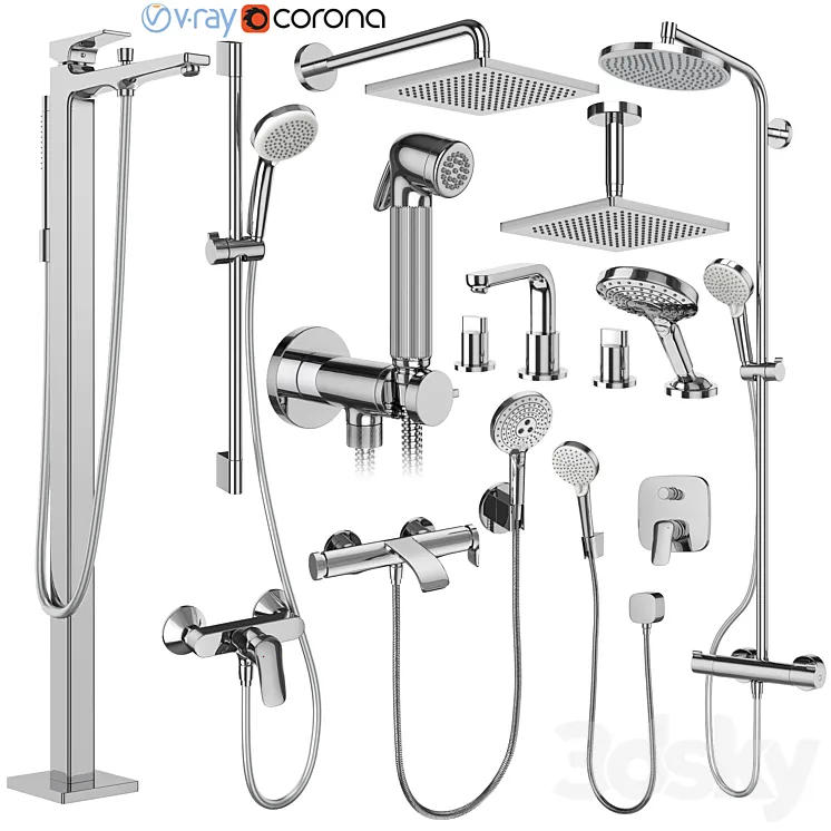 Hansgrohe set 175 mixers and shower systems 3DS Max Model