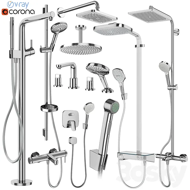 Hansgrohe set 178 mixers and shower systems 3DS Max Model