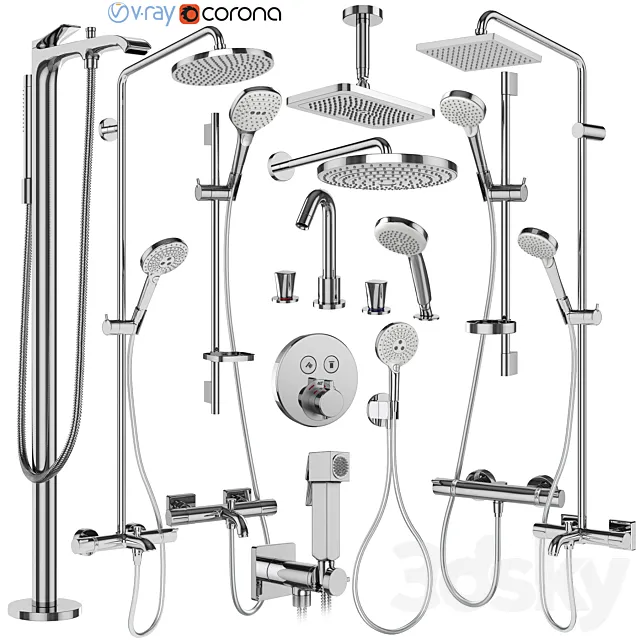 Hansgrohe set 179 mixers and shower systems 3ds Max