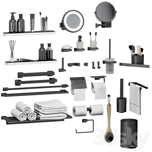 Hansgrohe set of bathroom accessories and decor 3ds Max