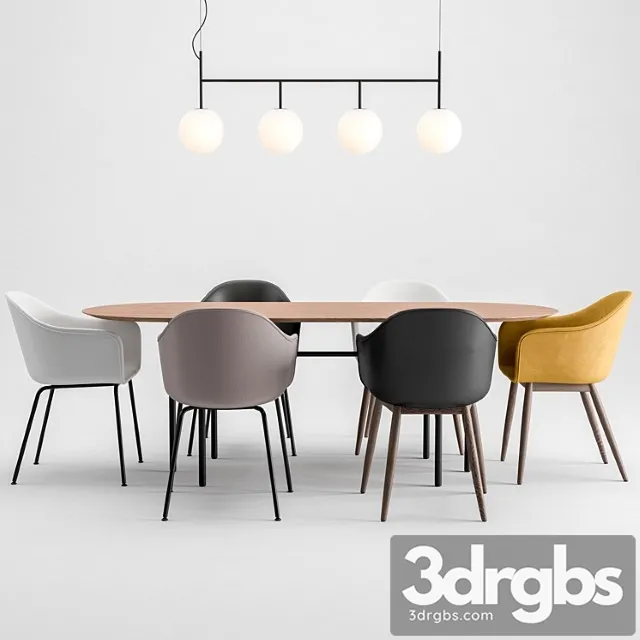Harbor chair upholstery + snaregade table + tr bulb by menu 2 3dsmax Download