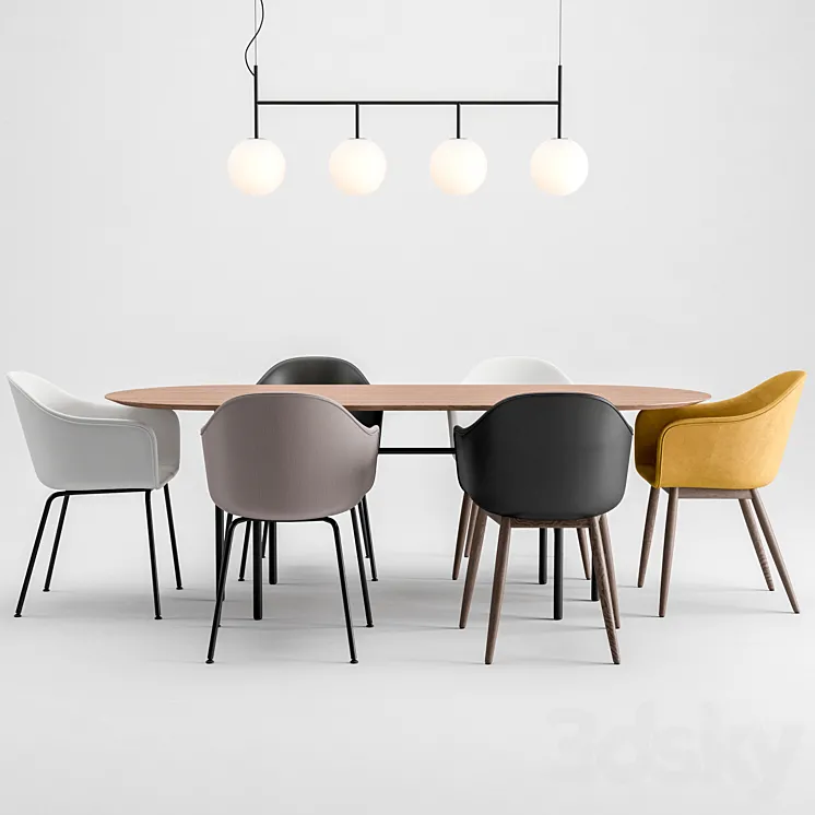 Harbor Chair Upholstery + Snaregade Table + Tr Bulb By Menu 3DS Max