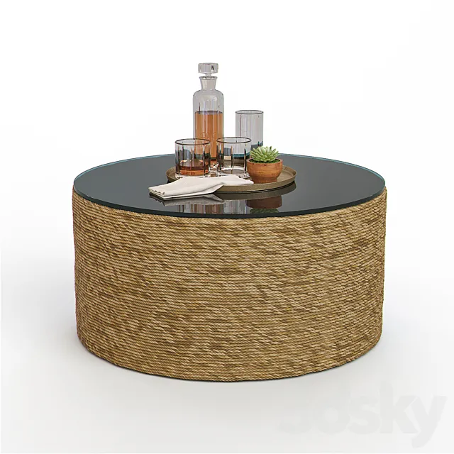 HARBOR Coffee Table + SOMERSET Glasses 3ds Max