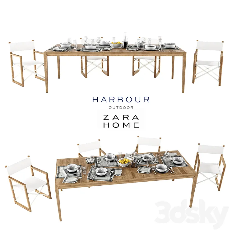 Harbor Outdoor collect and Zara Home table setting 3DS Max