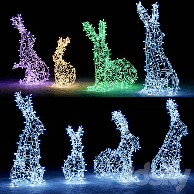 Hares from garlands 3ds Max