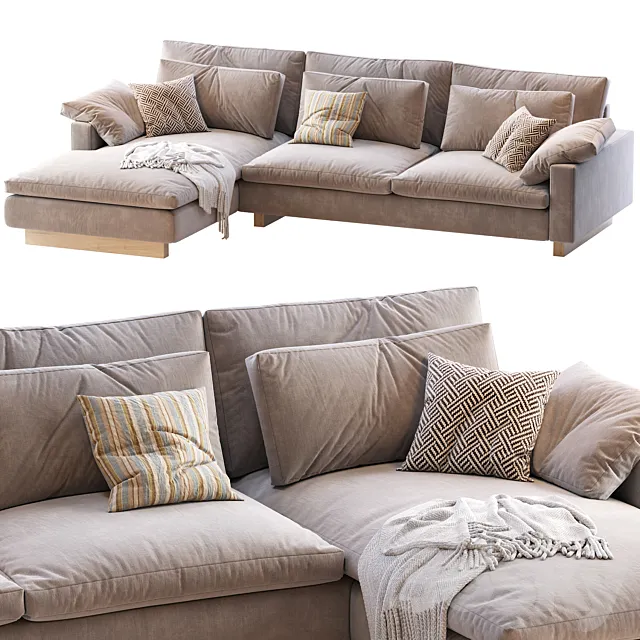 Harmony 2-piece chaise sectional 3DSMax File