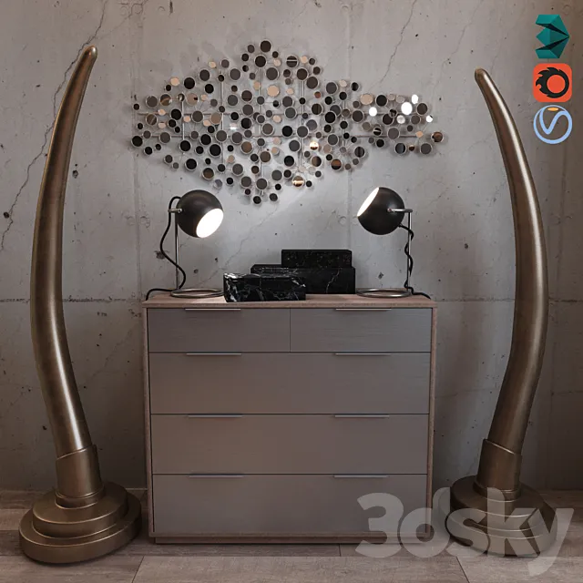 Harper Blvd Metal Wall Sculpture & RH Set 3ds Max