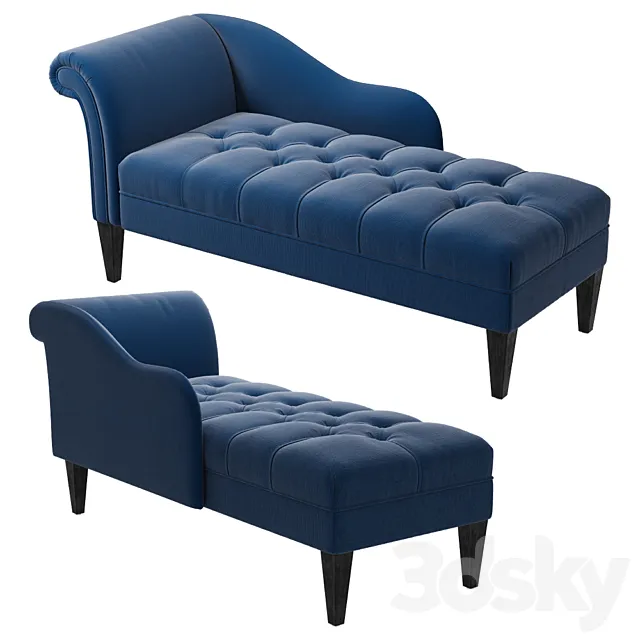 Harrison Tufted Chaise Lounge Midnight Blue 3DSMax File