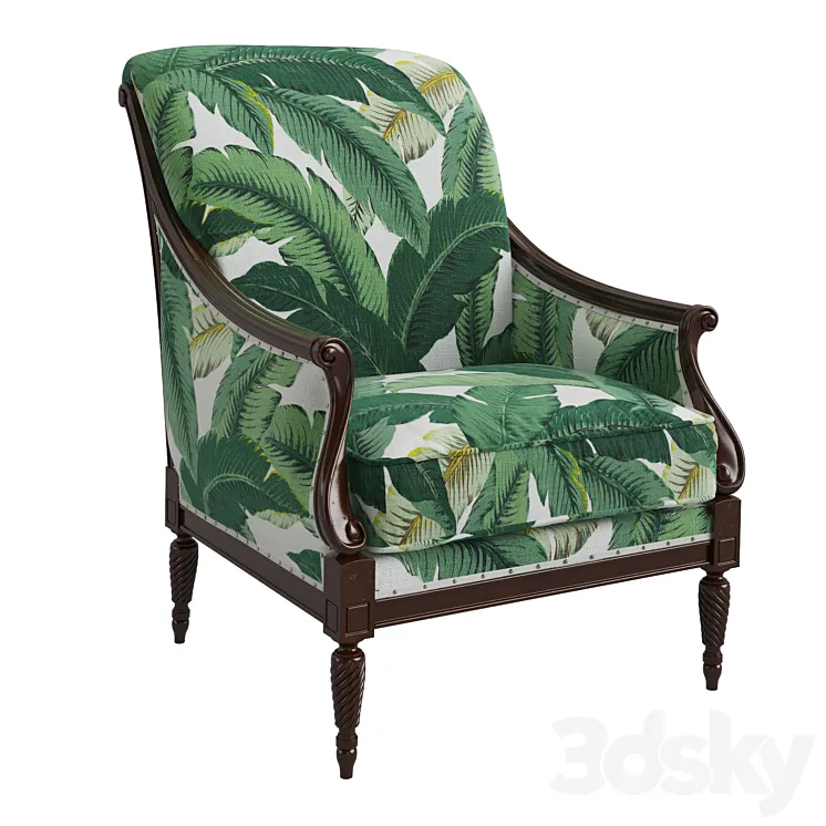 Harwood Accent Chair Palm Leaf 3DS Max
