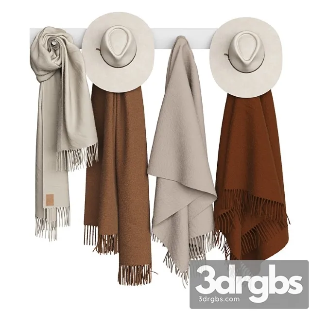 Hats and scarves on a hanger