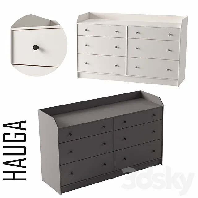 HAUGA Chest of 6 drawers gray white 3ds Max