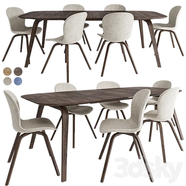 Hauge dining table and chair 3ds Max