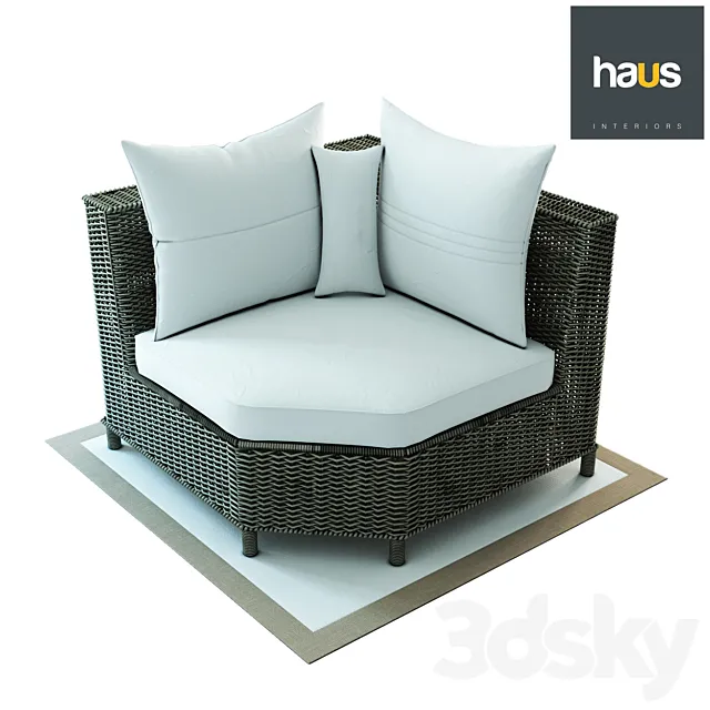 Haus Interior Corner armchair made of woven rattan 3ds Max