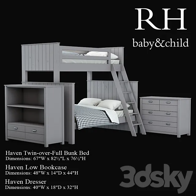 Haven Twin-over-Full Bunk Bed 3DSMax File