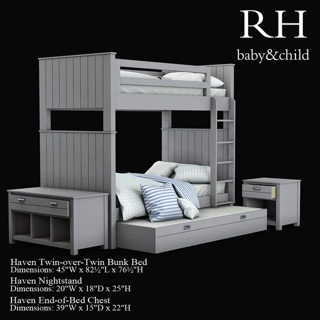 Haven Twin-over-Twin Bunk Bed 3dsMax Model