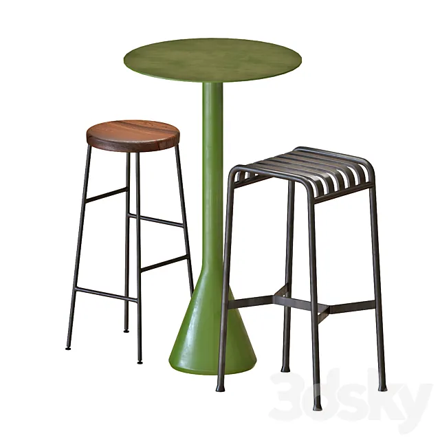 Hay bar table and stools 3ds Max