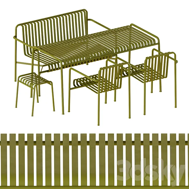 Hay palissade dining table and chairs 3ds Max