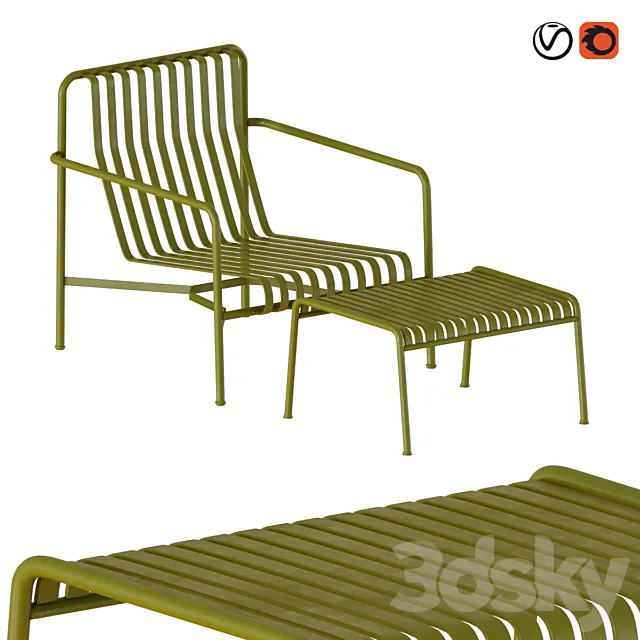 Hay Palissade Lounge Chair High with table 3DS Max Model