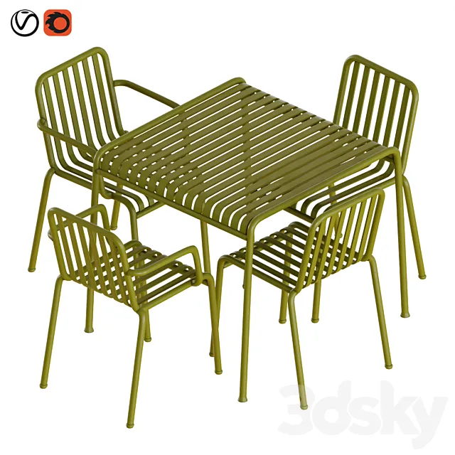 Hay palissade table and chairs 3ds Max