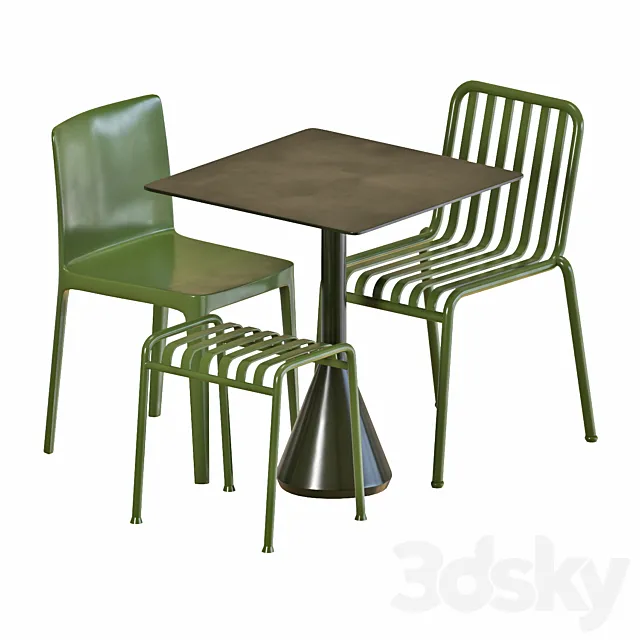 Hay table and chairs set 5 3DS Max Model