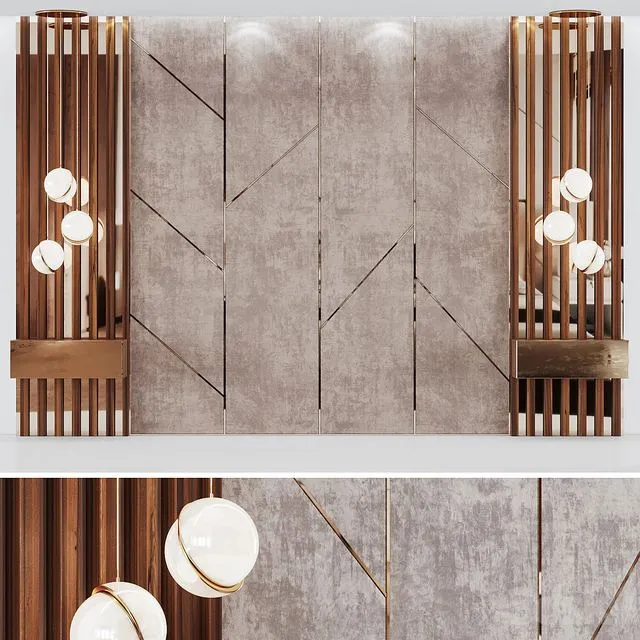 Headboard decoration with bedside tables 3dsMax Model