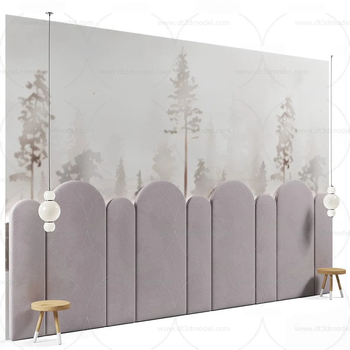 Headboard for Bed 3D Models – 3DSKY – 056 – VRAY Render