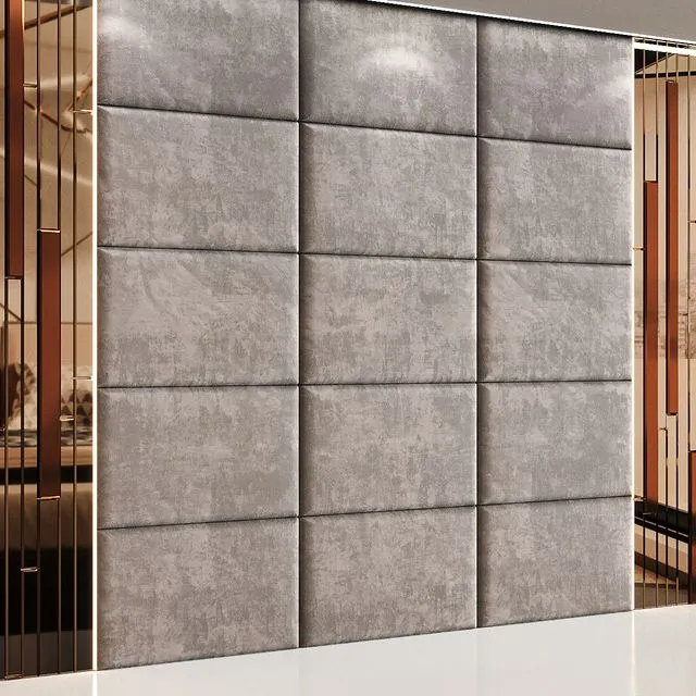 Headboard in beige panels and mirrored gold slats 3dsMax Model