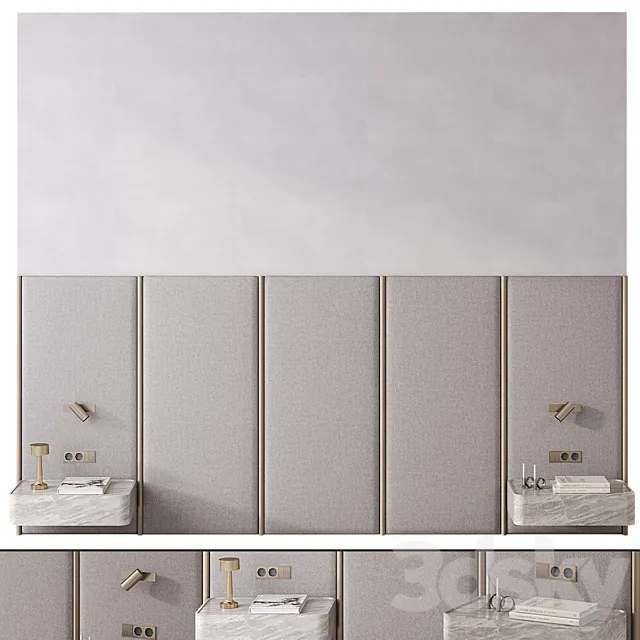 Headboard in gray colors 3ds Max