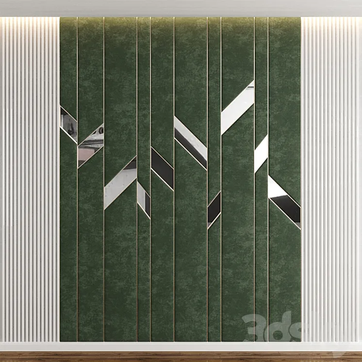 Headboard in green panels mirrors and MDF 3DS Max Model
