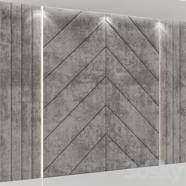 Headboard made of soft beige panels 3DS Max